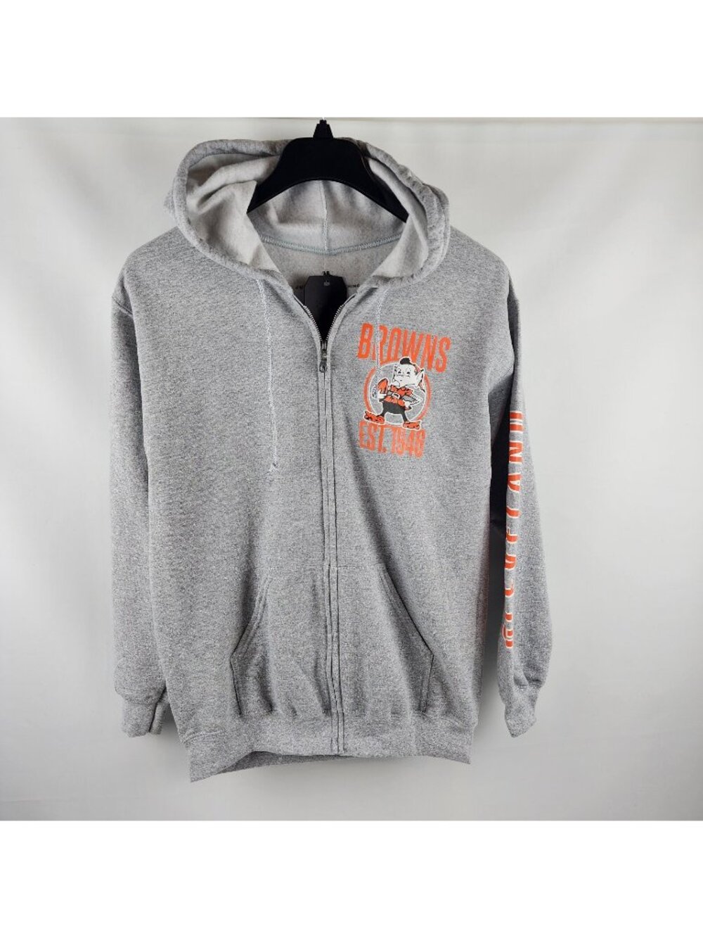 Junk Food Clothing x NFL Cleveland Browns MVP Full Zip Gray Hoodie Adult M NWT